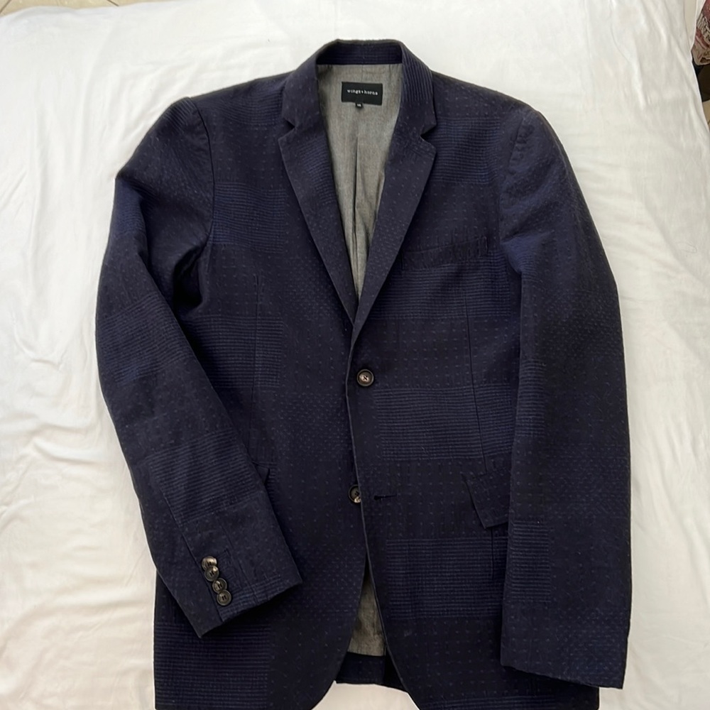 Wings and Horns- indigo patchwork blazer